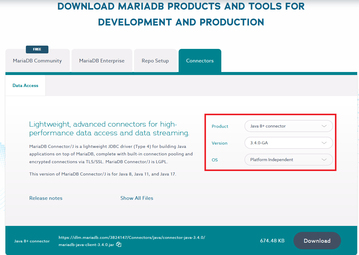 Download MariaDB Connector