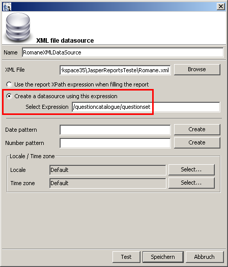 XML file datasource