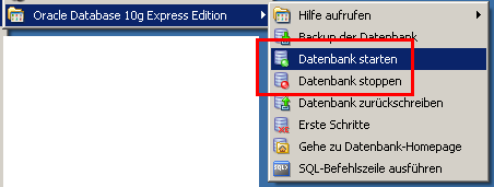 Oracle starten/stoppen