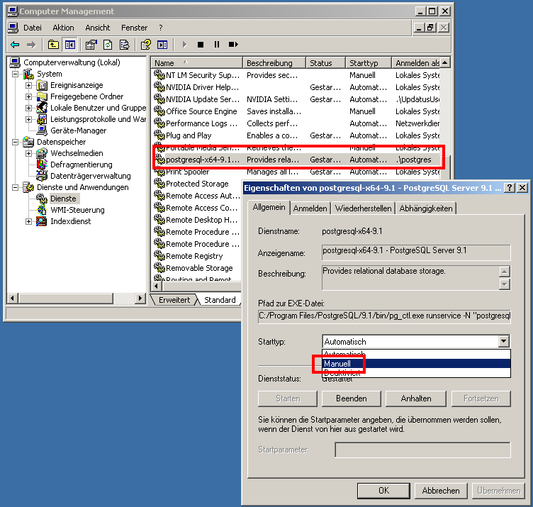 Postgres-Dienst