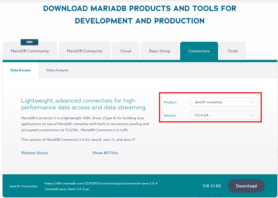 Download MariaDB Connector