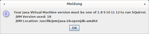 Fehlermeldung Java18