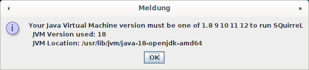 Fehlermeldung Java18 Fehlermeldung Java18