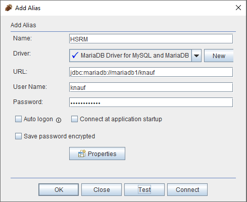 Alias zur MariaDB Alias zur MariaDB