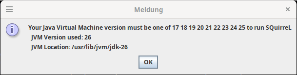 Fehlermeldung Java26 Fehlermeldung Java26