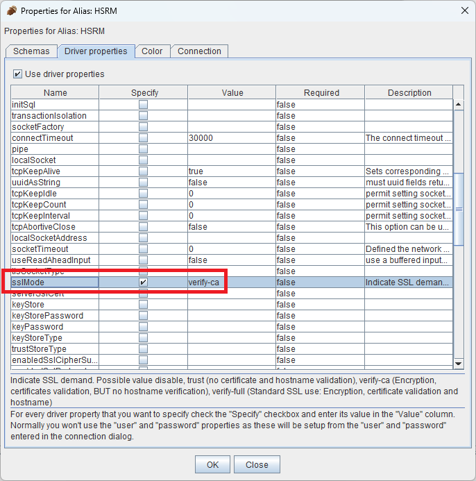 Driver properties
