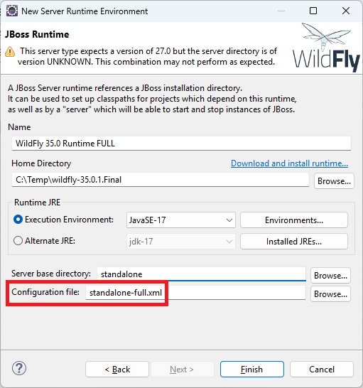 Serverdefinition mit standalone-full.xml