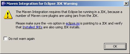 M2Eclipse JRE warning