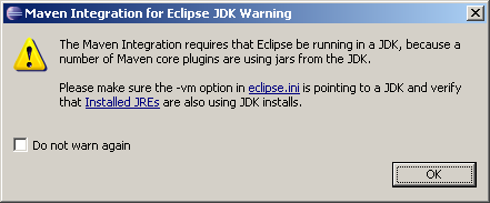 M2Eclipse JRE warning M2Eclipse JRE warning