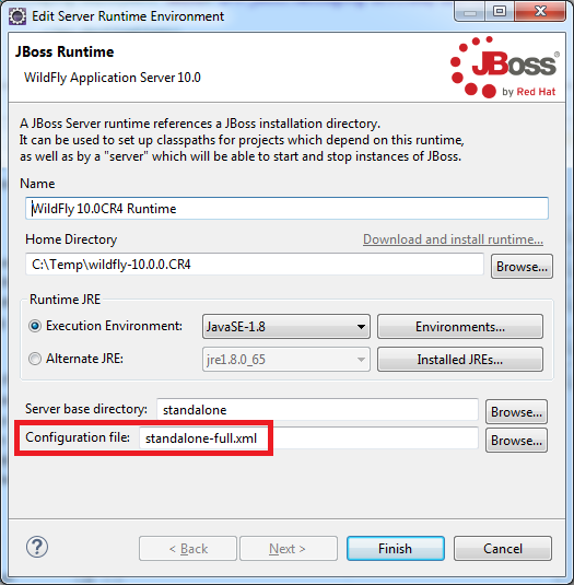 Serverdefinition mit standalone-full.xml