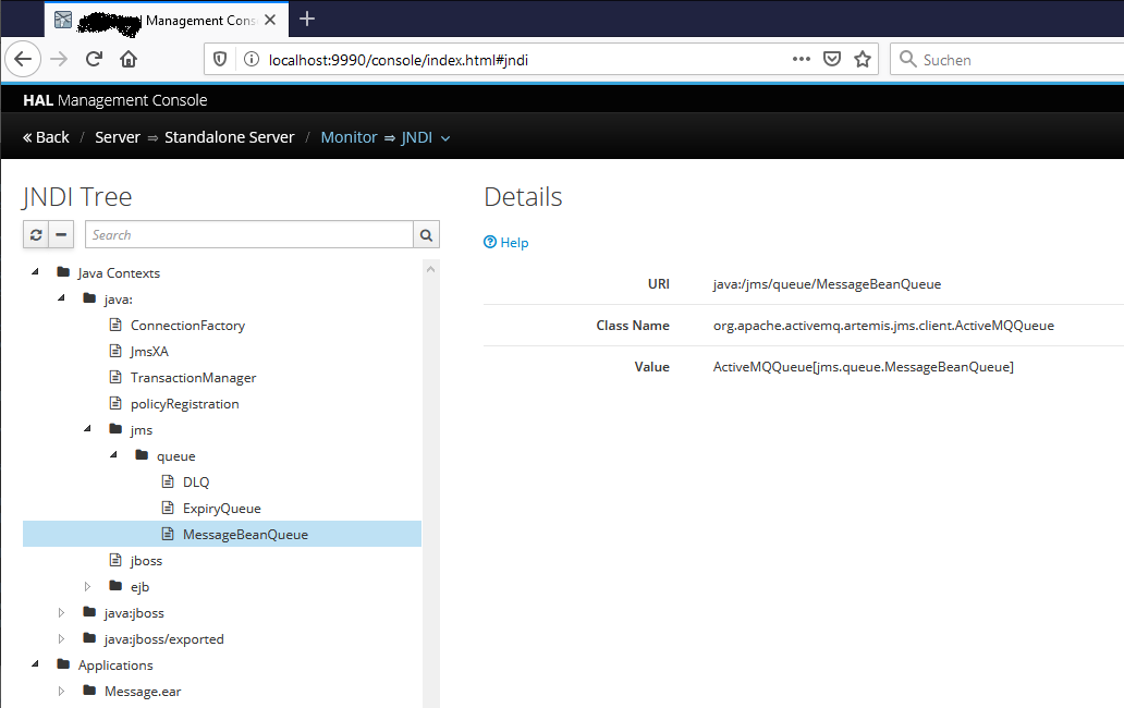 JMXConsole (MessageBean)