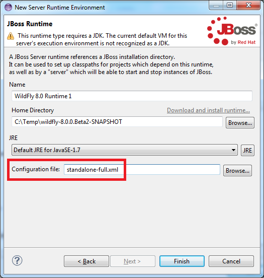 Serverdefinition mit standalone-full.xml Serverdefinition mit standalone-full.xml