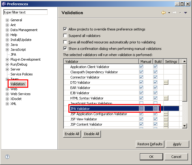 JPA Validation