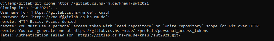 Fehlendes Access Token