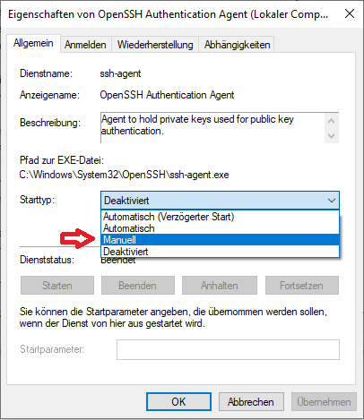 OpenSSH-Agent starten