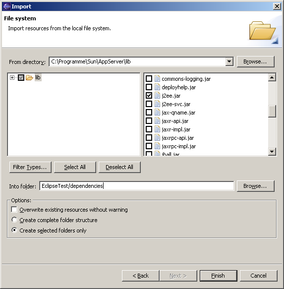 J2EE.JAR zufgen (Importieren)