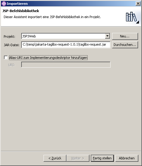 Tag library importieren (Step 2)