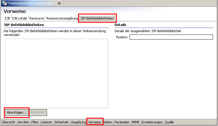 Tag library importieren (Step 3)