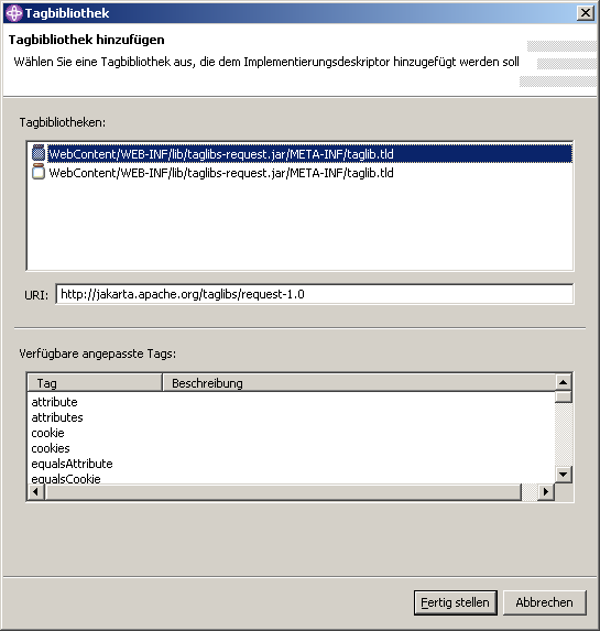 Tag library importieren (Step 4)