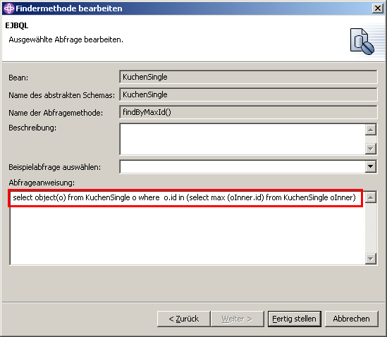 Entity Bean, Finder-Methode (Schritt 2)
