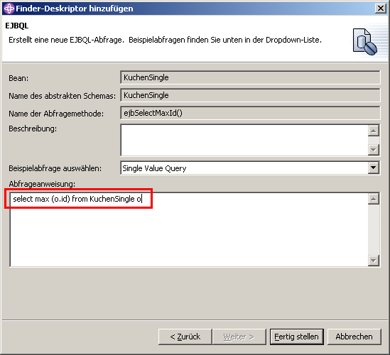 Entity Bean, Select-Methode (2)