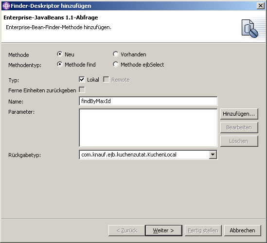 Kuchen Bean, Finder-Methode (Schritt 1)