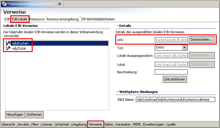 EJB-Referenzen (Schritt 2)