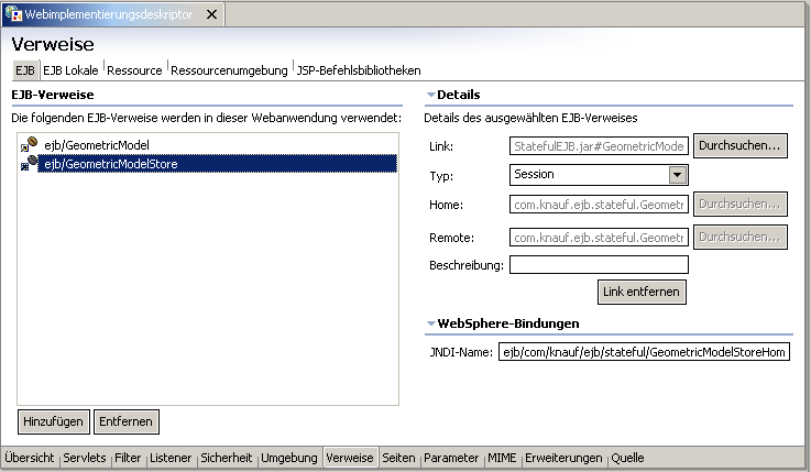 Webclient, EJB-Referenz, Schritt 3