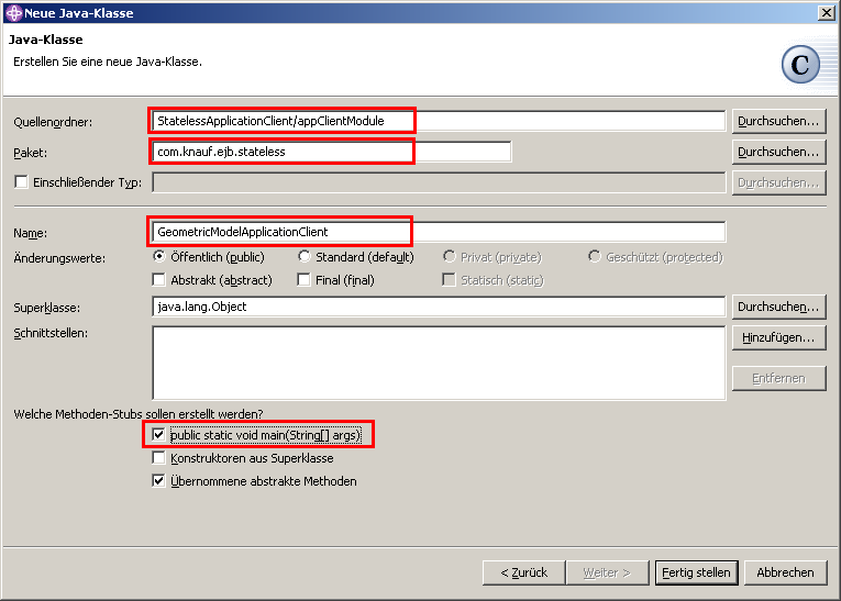 Application Client, Schritt 3