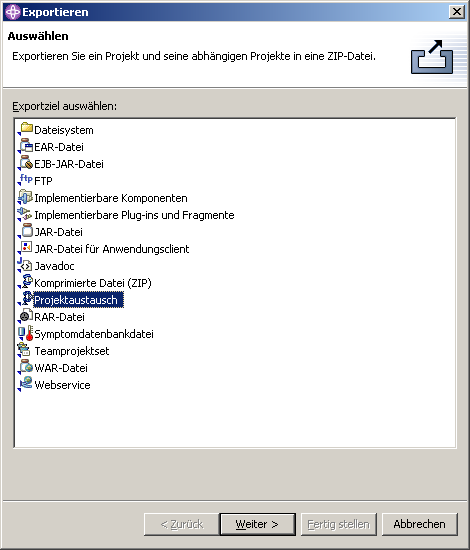 Export, Schritt 1