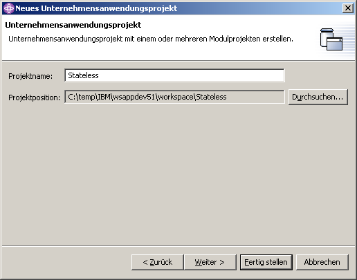 Erzeugen einer Application (Schritt 3)