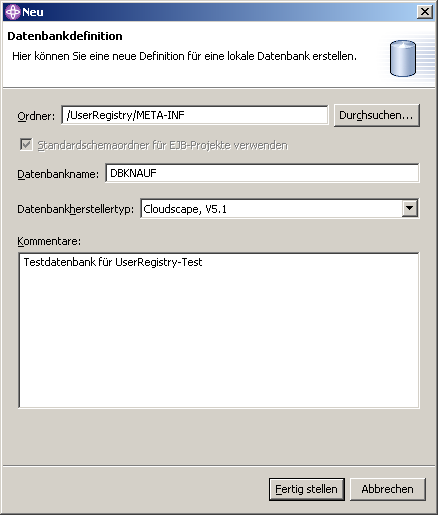 Datenbankdefinition, Schritt 1