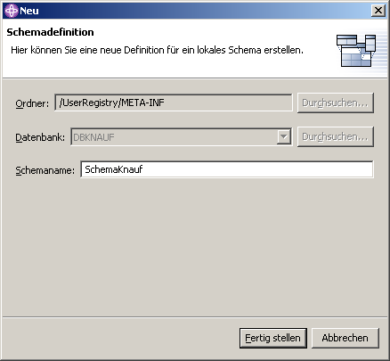 Datenbankdefinition, Schritt 2