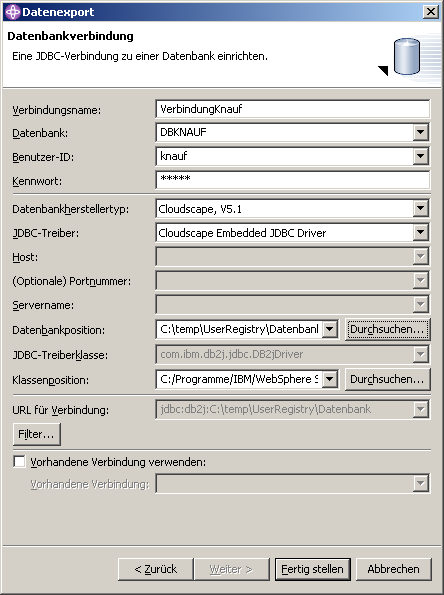 Datenbankdefinition, Schritt 1