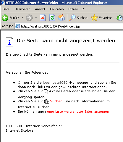 Internet Explorer: Fehler 500