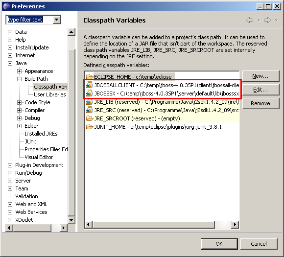 Classpath Variables
