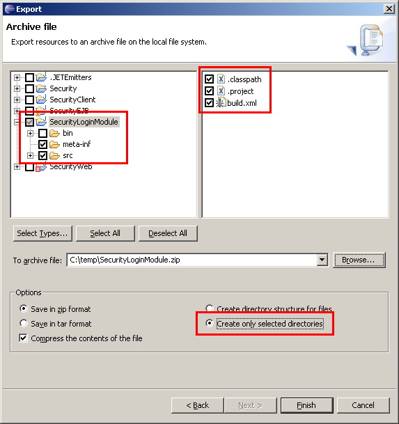 Export SecurityLoginModule