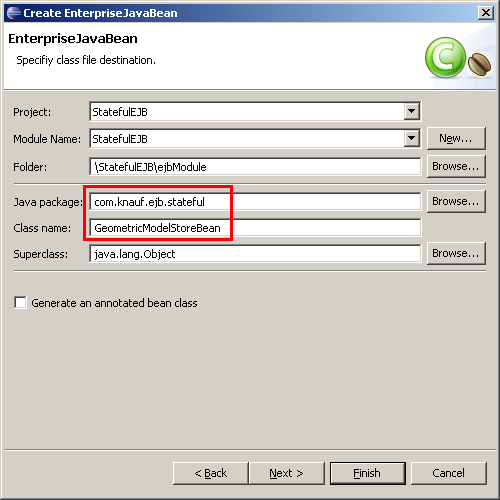 Stateful Session Bean, Step 1