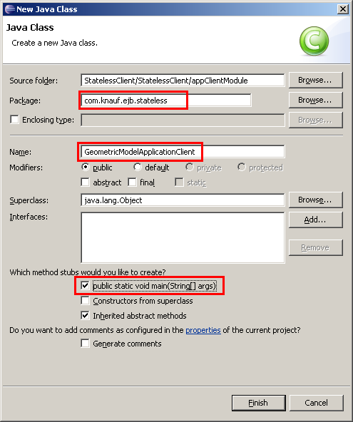 Application Client, Schritt 1