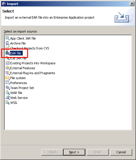 Import, Schritt 1