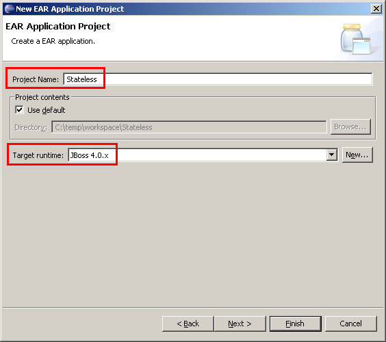 Erzeugen einer Application (Schritt 2)