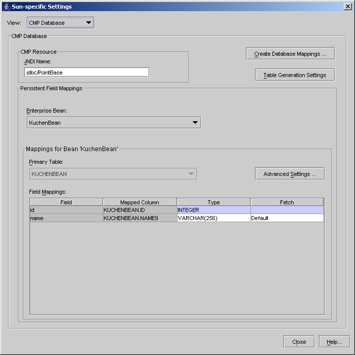Kuchen Bean (Database Mappings)
