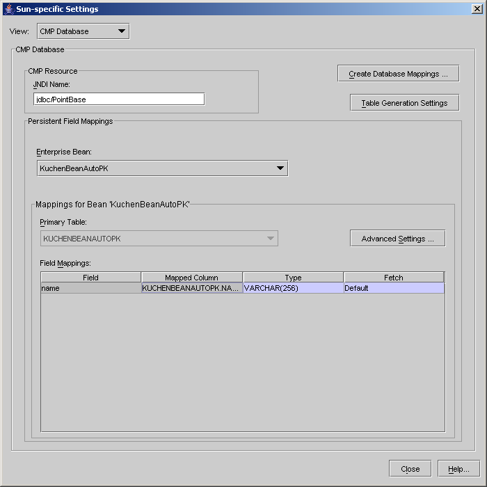 Kuchen Bean (Database Mappings)