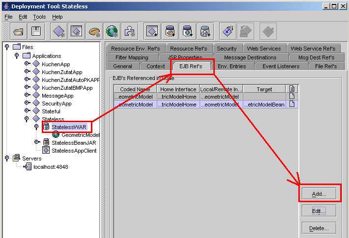 EJB-Referenzen der Webapplication