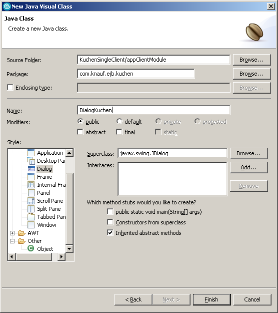 Anwendungsclient: Dialog-Klasse