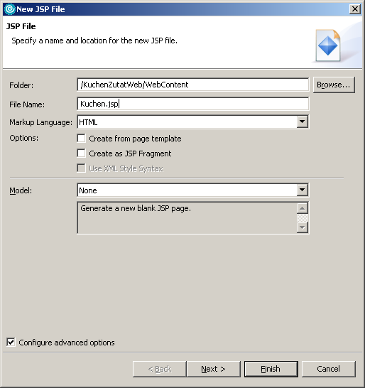 Webclient: Kuchen.jsp zufgen