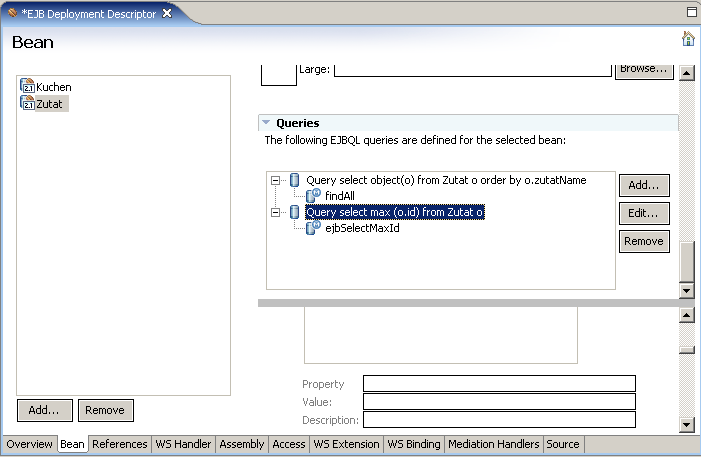 ZutatBean: Queries
