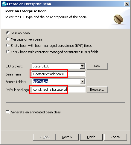 Stateful Session Bean, Schritt 1