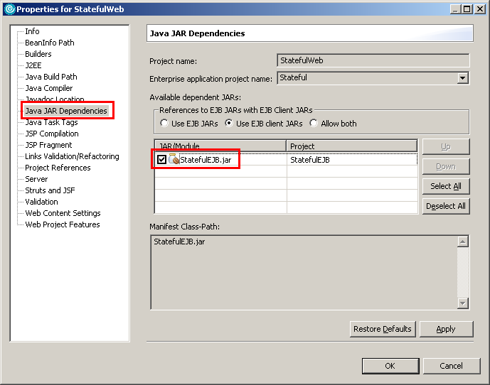Webclient, EJB-Referenz, Schritt 1