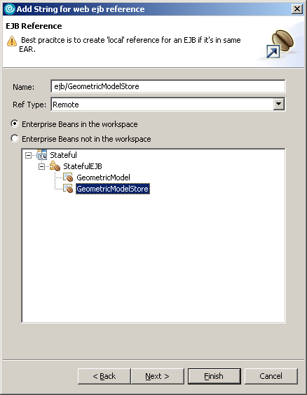 Webclient, EJB-Referenz auf GeometricModelStoreBean